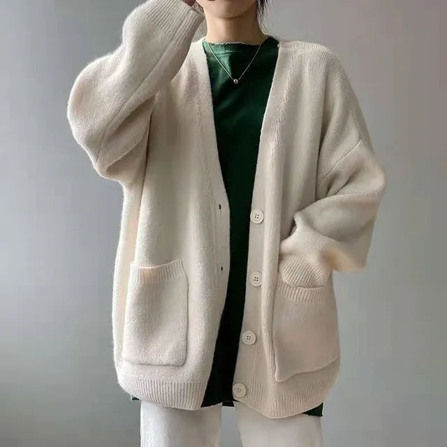 Casual cardigans with a V-neck and long sleeves