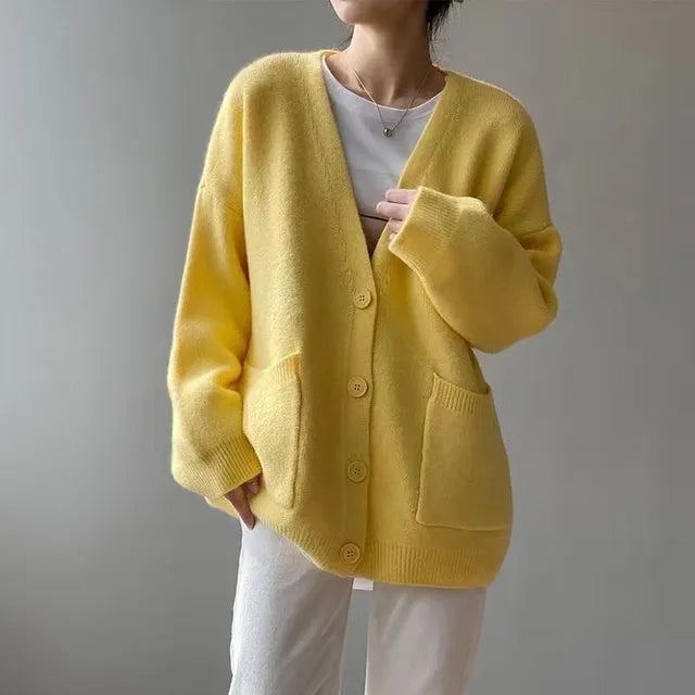 Casual cardigans with a V-neck and long sleeves