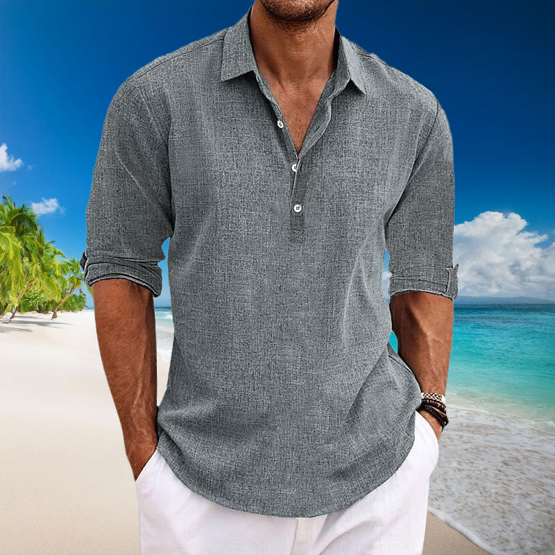 GR | Lässige Leinen Langarmshirt