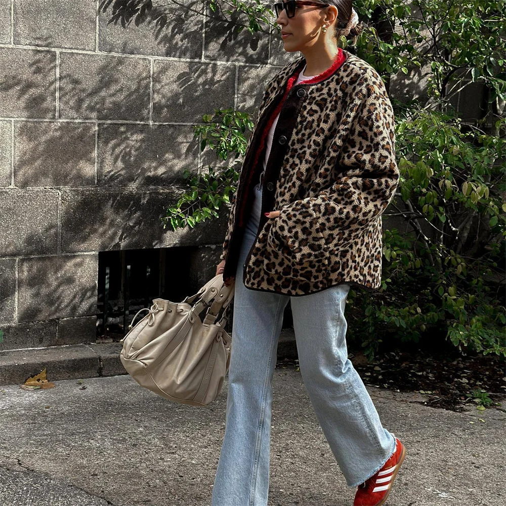 GR | Oversized Leopard Print Button Summer Jacket Women's Jacket 