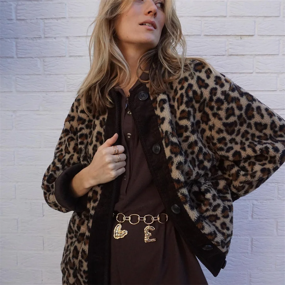 GR | Oversized Leopard Print Button Summer Jacket Women's Jacket 