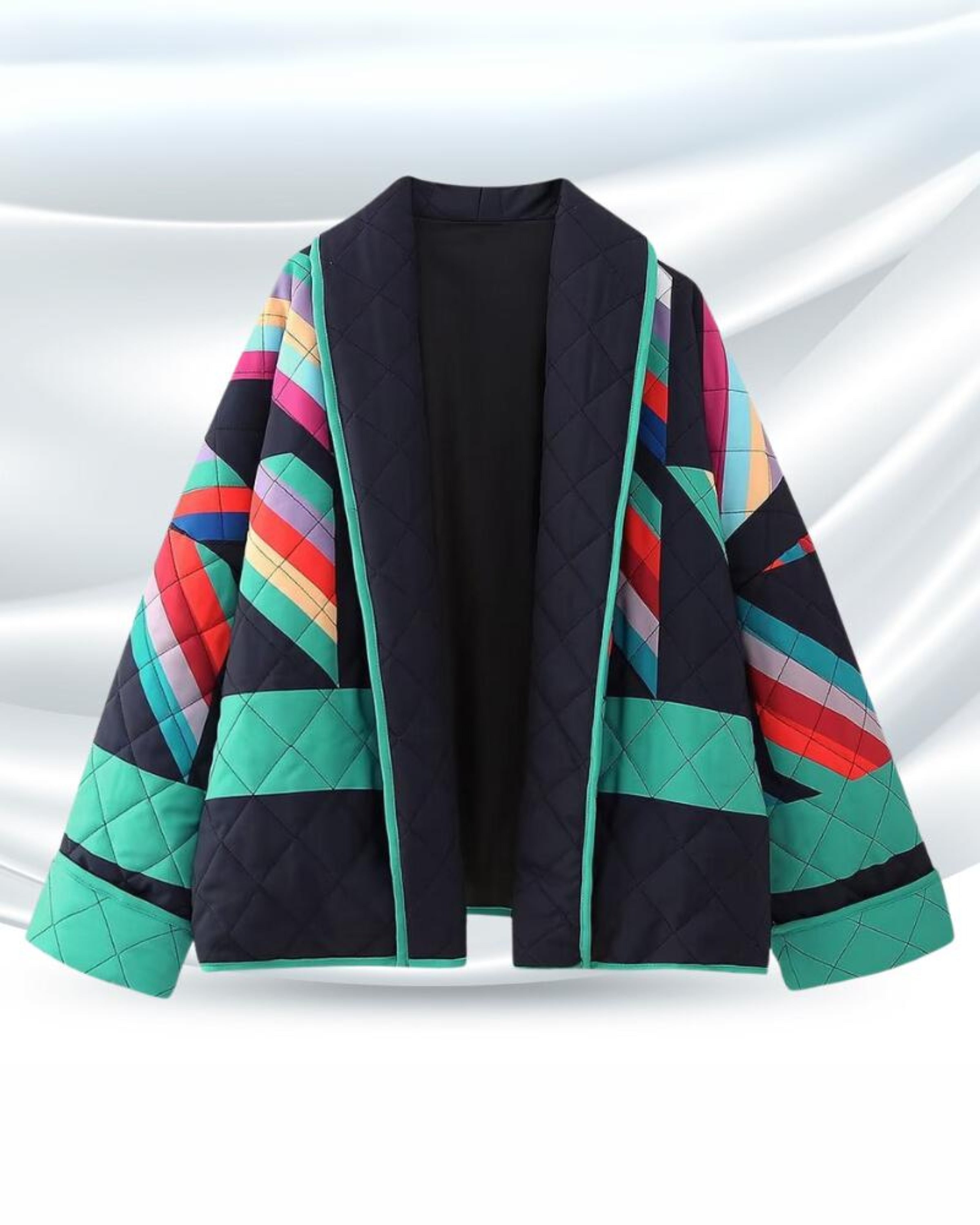 GR | Oversized jacket, open front, vintage quilted jacket, women's jacket