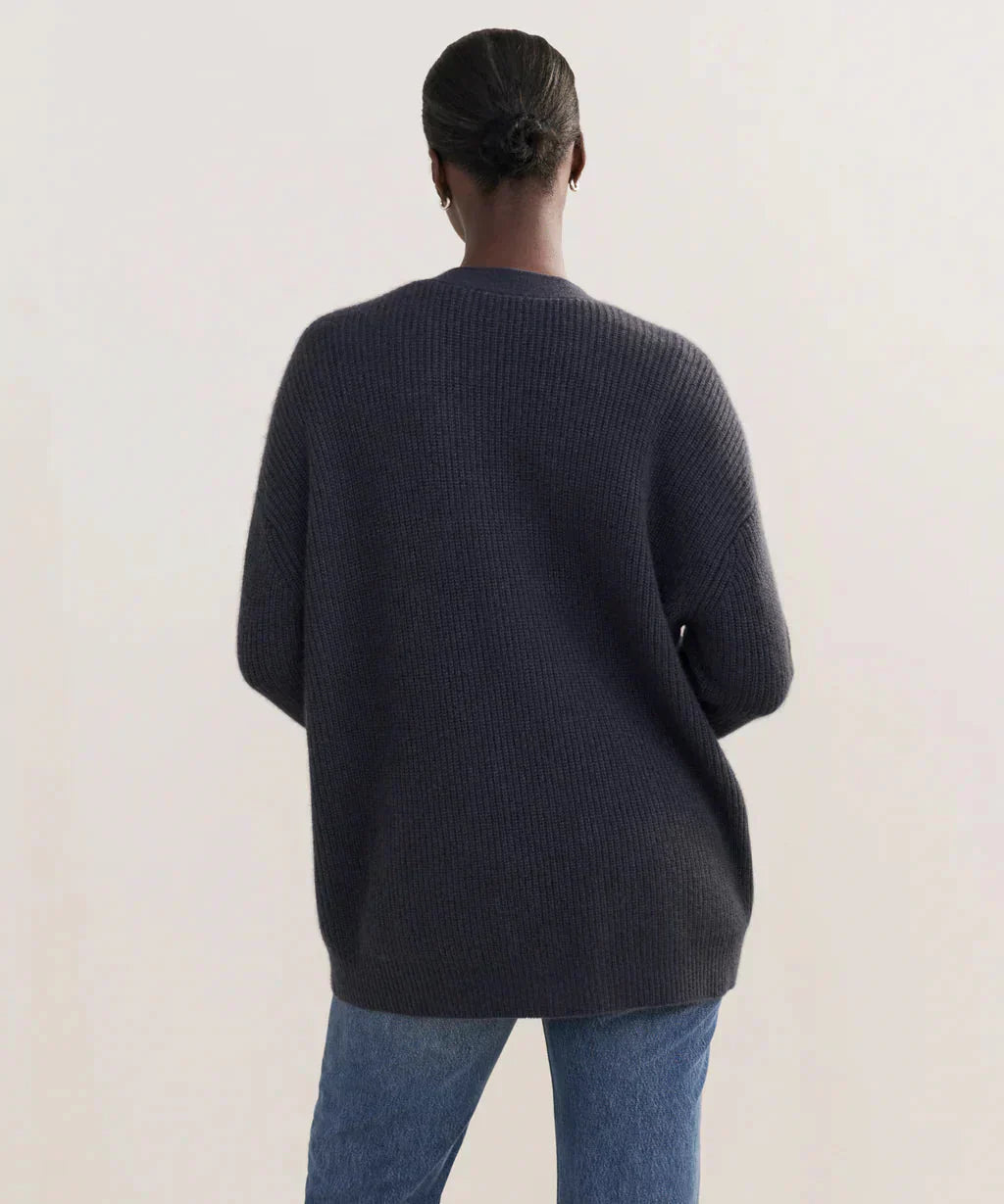 GR | Übergroße Strickjacke Damen Strickjacke aus Kaschmir mit V Ausschnitt und Knöpfen