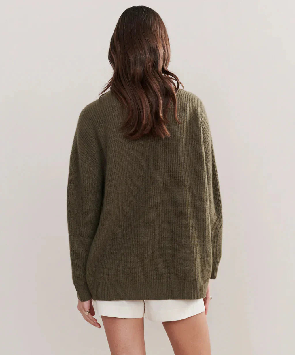 GR | Übergroße Strickjacke Damen Strickjacke aus Kaschmir mit V Ausschnitt und Knöpfen