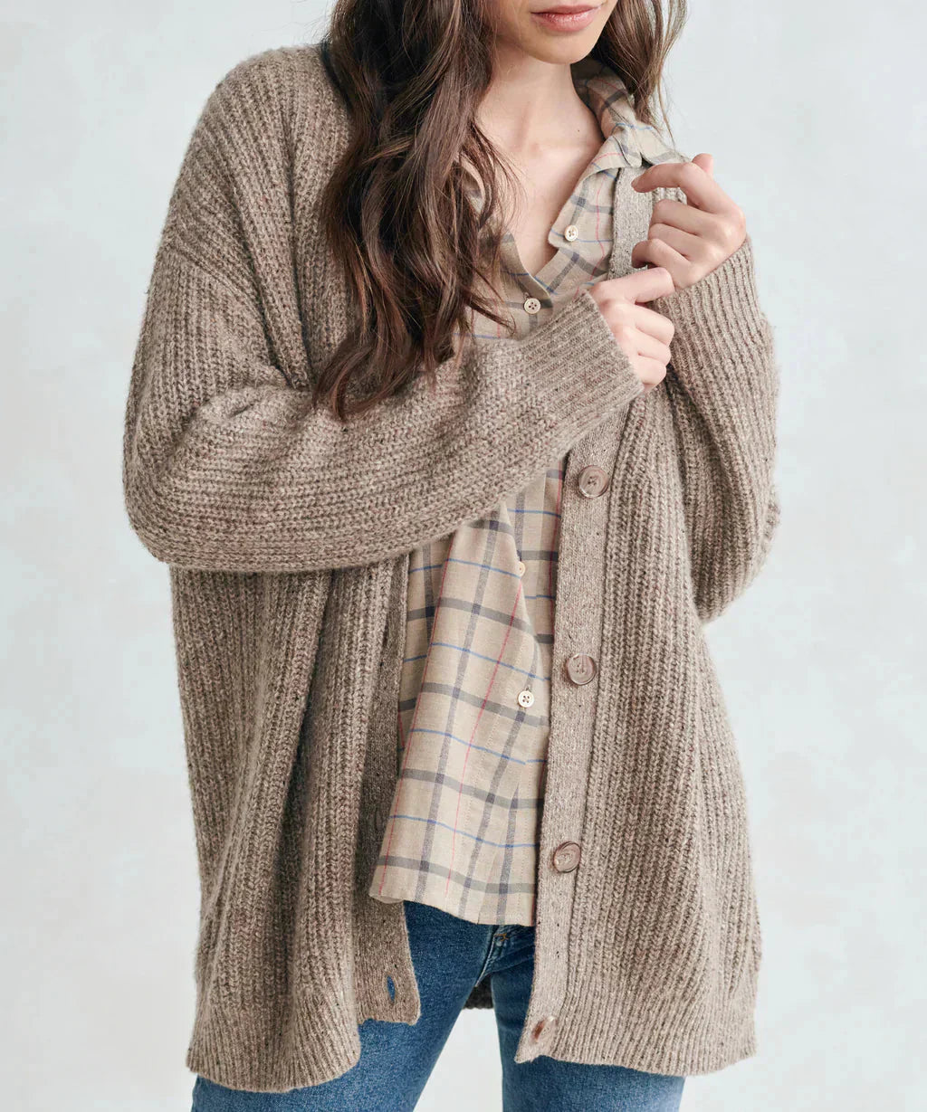 GR | Übergroße Strickjacke Damen Strickjacke aus Kaschmir mit V Ausschnitt und Knöpfen