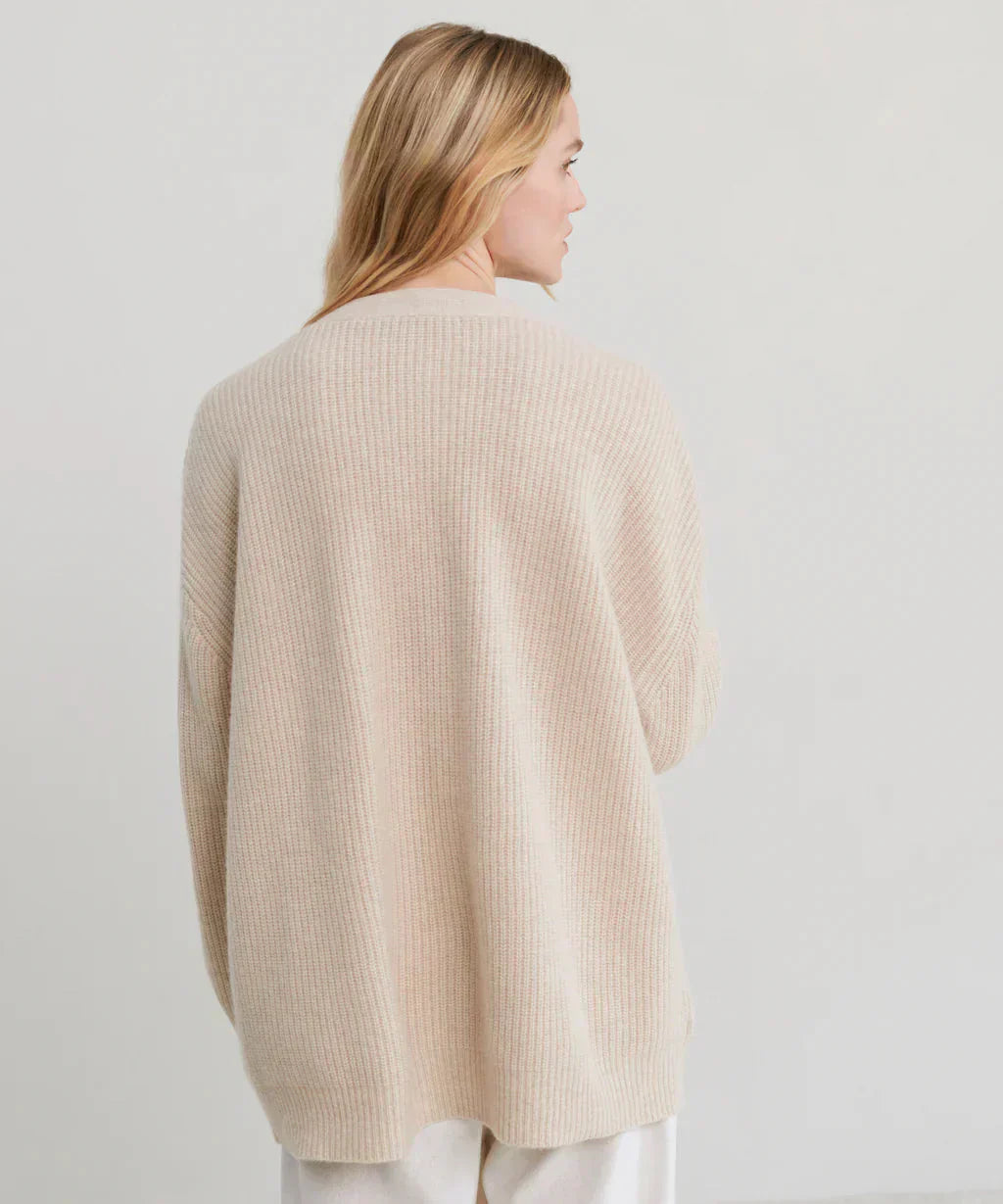 GR | Übergroße Strickjacke Damen Strickjacke aus Kaschmir mit V Ausschnitt und Knöpfen