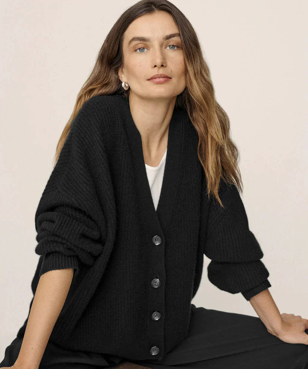 GR | Übergroße Strickjacke Damen Strickjacke aus Kaschmir mit V Ausschnitt und Knöpfen
