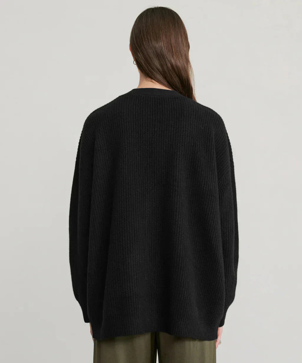 GR | Übergroße Strickjacke Damen Strickjacke aus Kaschmir mit V Ausschnitt und Knöpfen