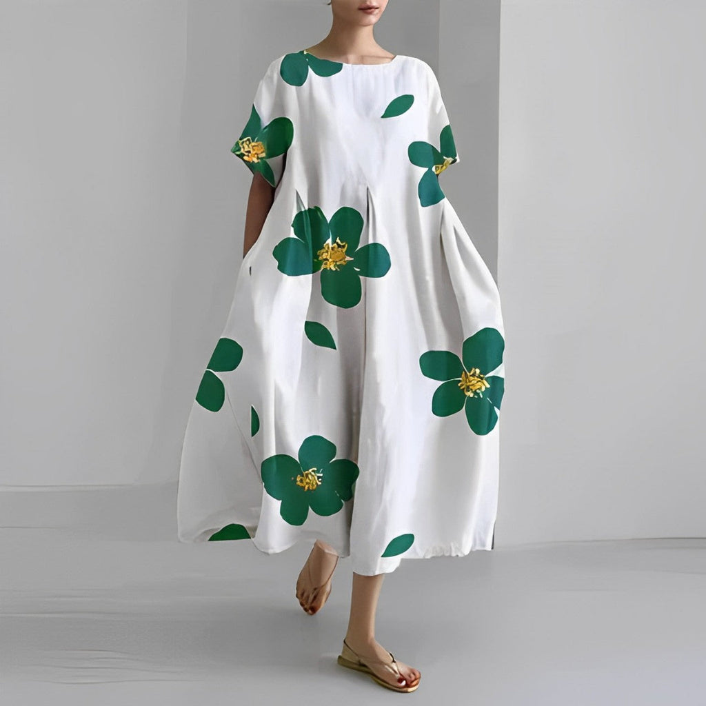 GR | Oversized dress, loose fit, short sleeves, summer dress, long dresses 