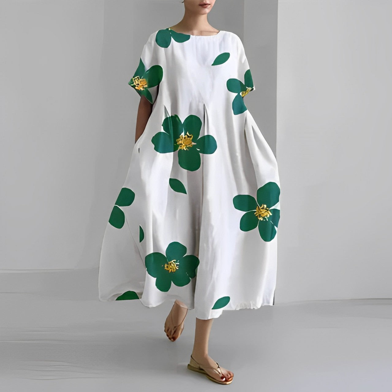 GR | Oversized dress, loose fit, short sleeves, summer dress, long dresses 