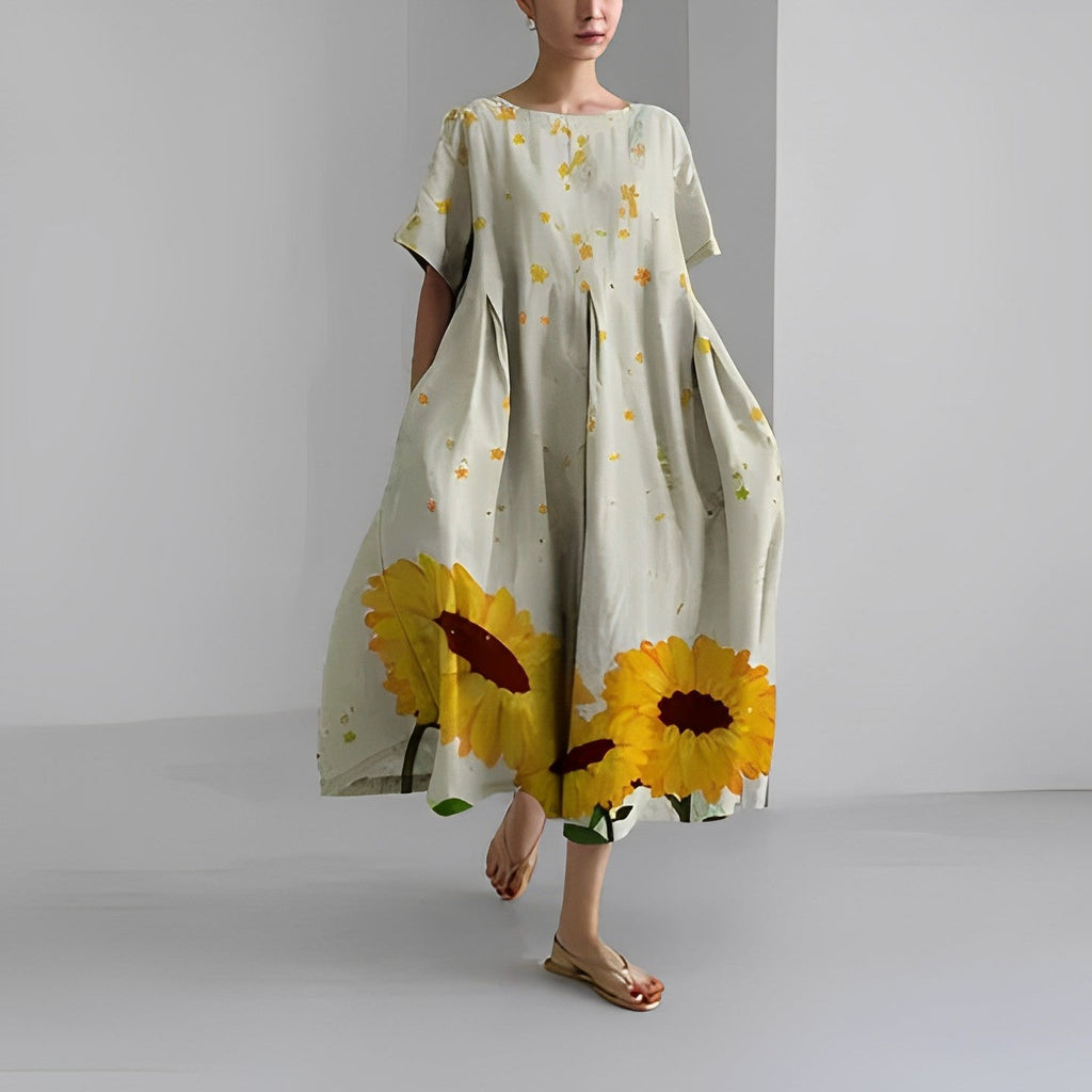 GR | Oversized dress, loose fit, short sleeves, summer dress, long dresses 