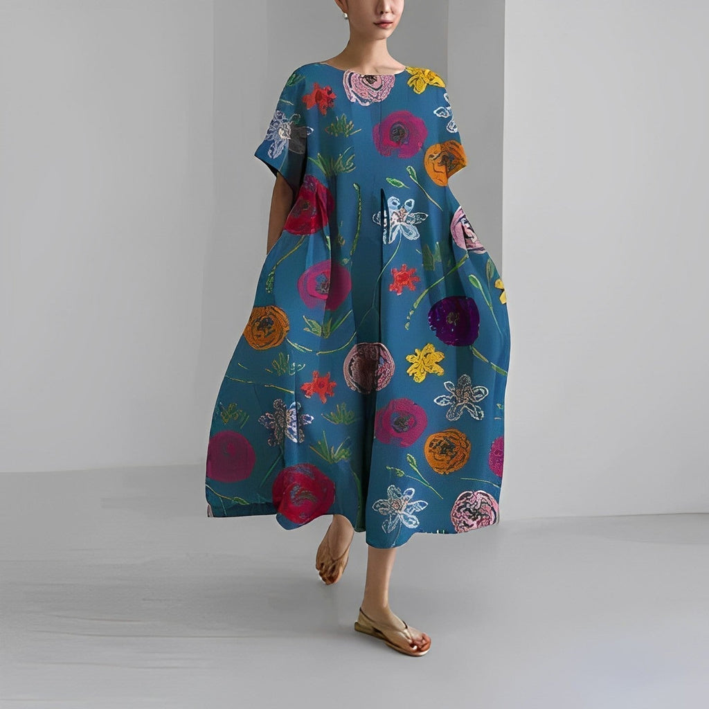 GR | Oversized dress, loose fit, short sleeves, summer dress, long dresses 