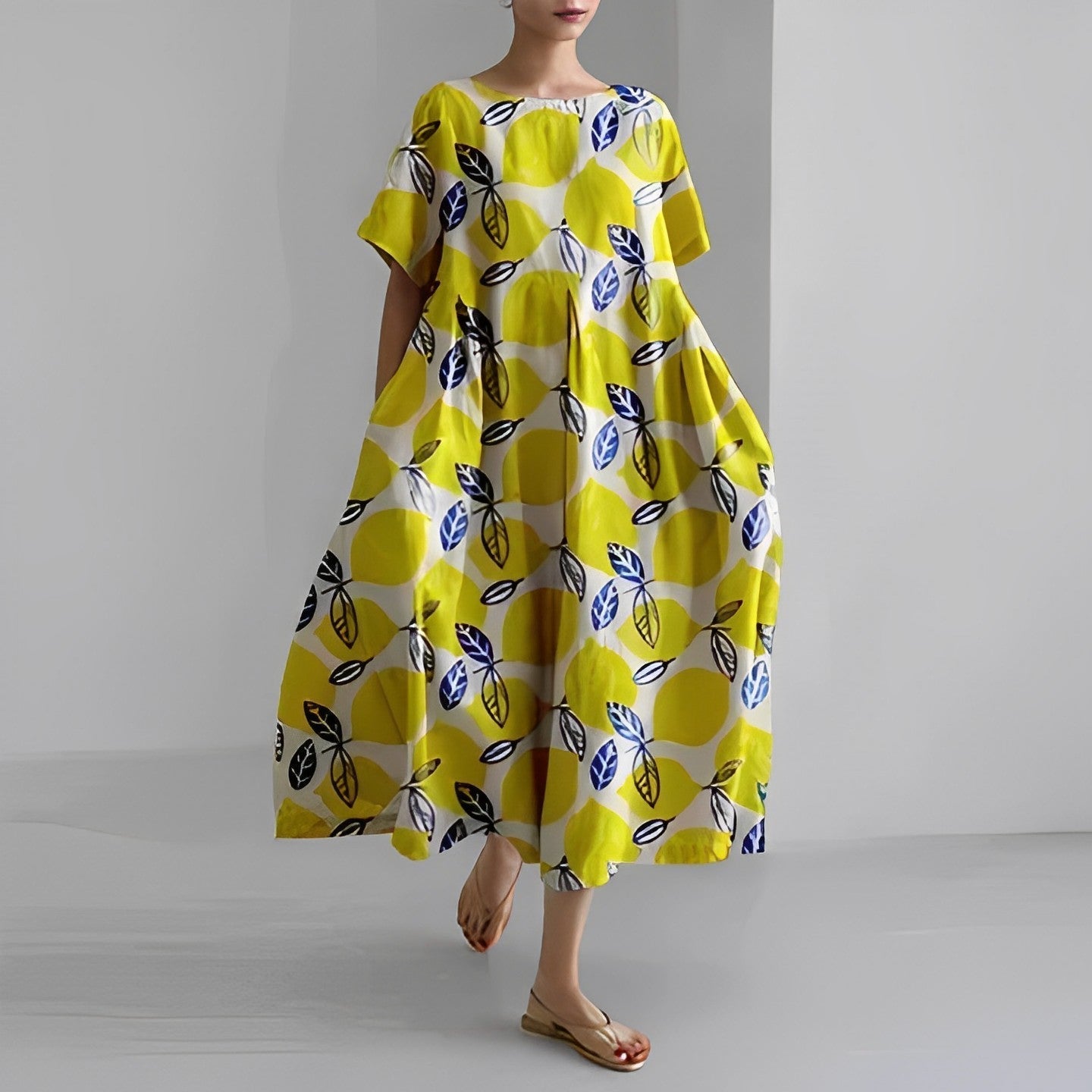 GR | Oversized dress, loose fit, short sleeves, summer dress, long dresses 