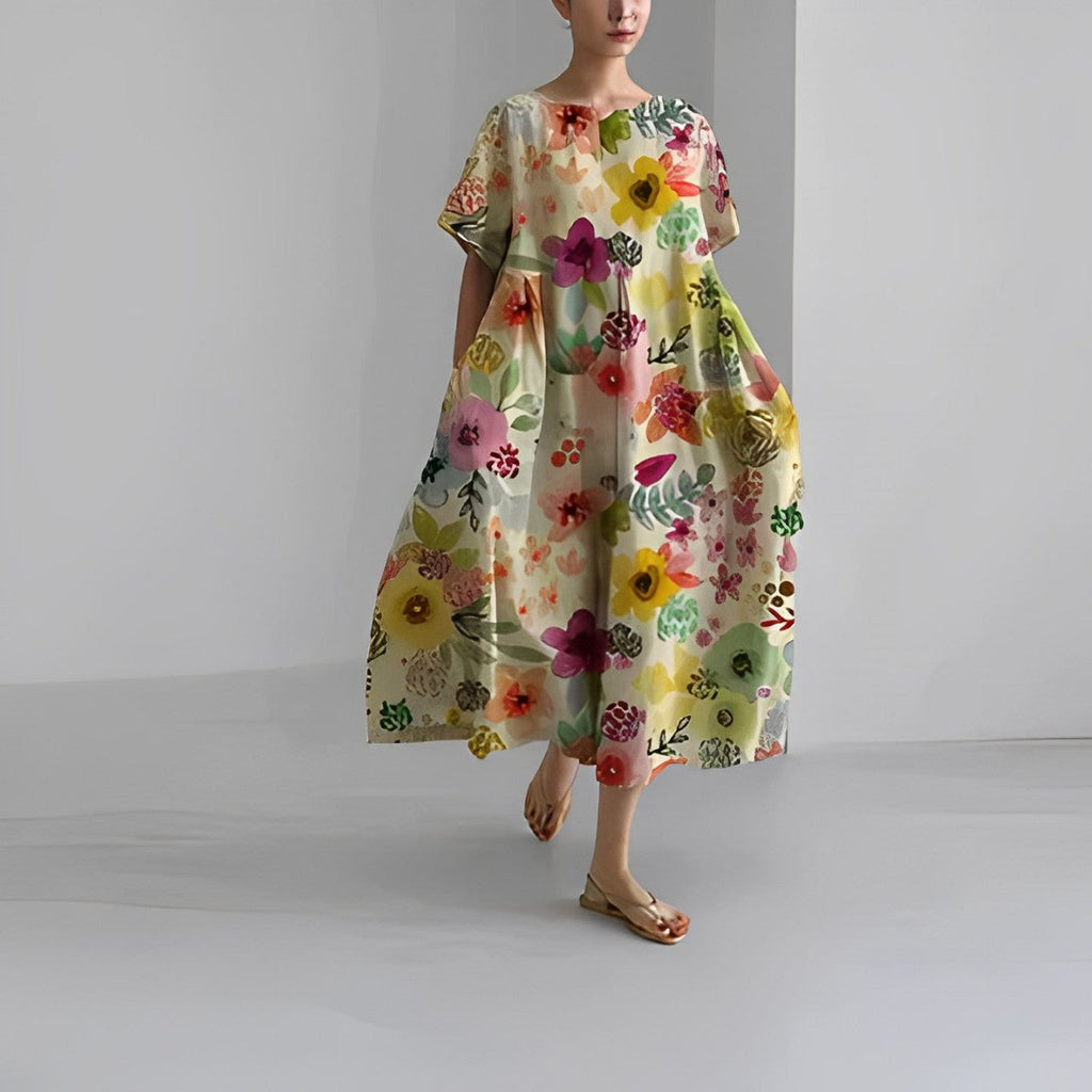 GR | Oversized dress, loose fit, short sleeves, summer dress, long dresses 
