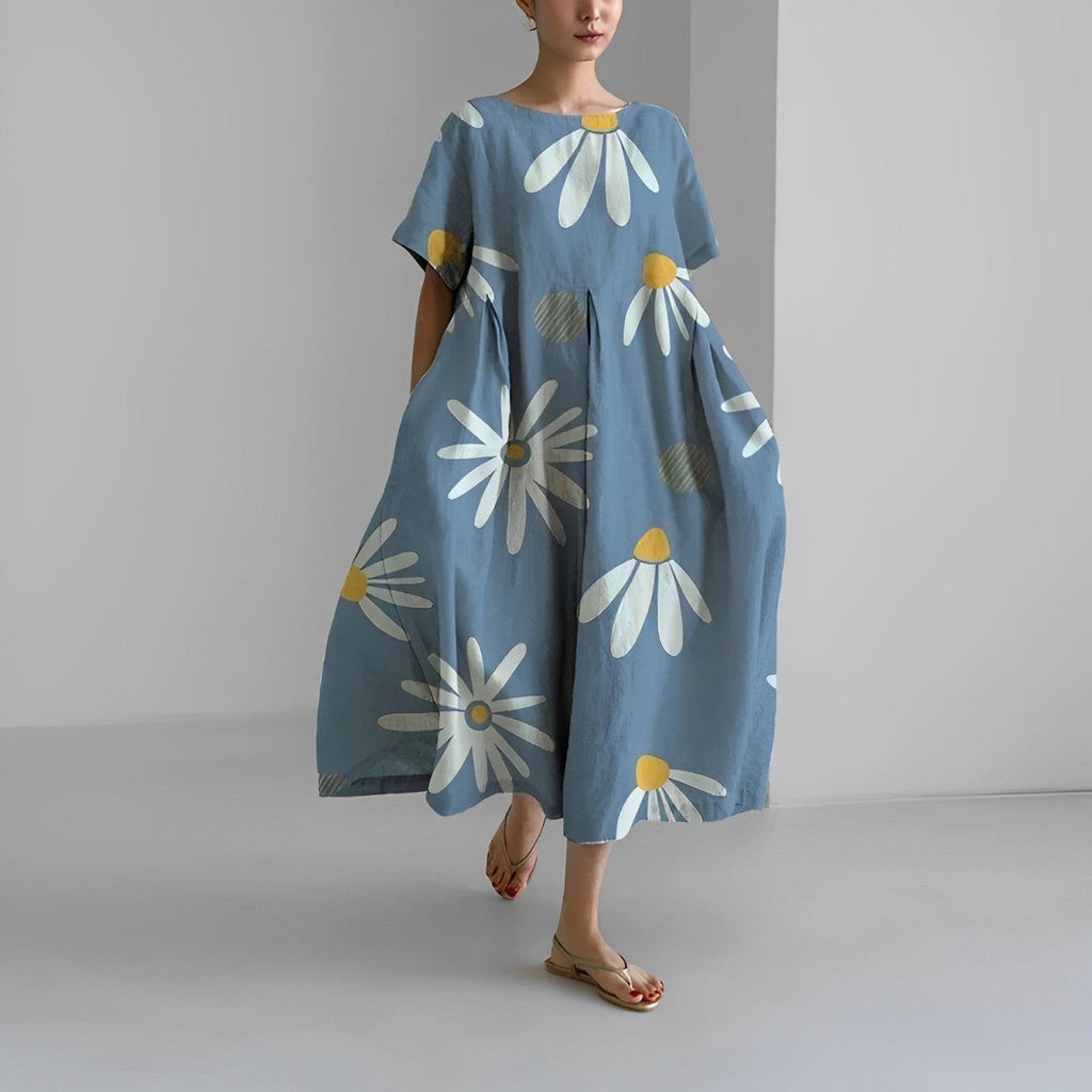 GR | Oversized dress, loose fit, short sleeves, summer dress, long dresses 