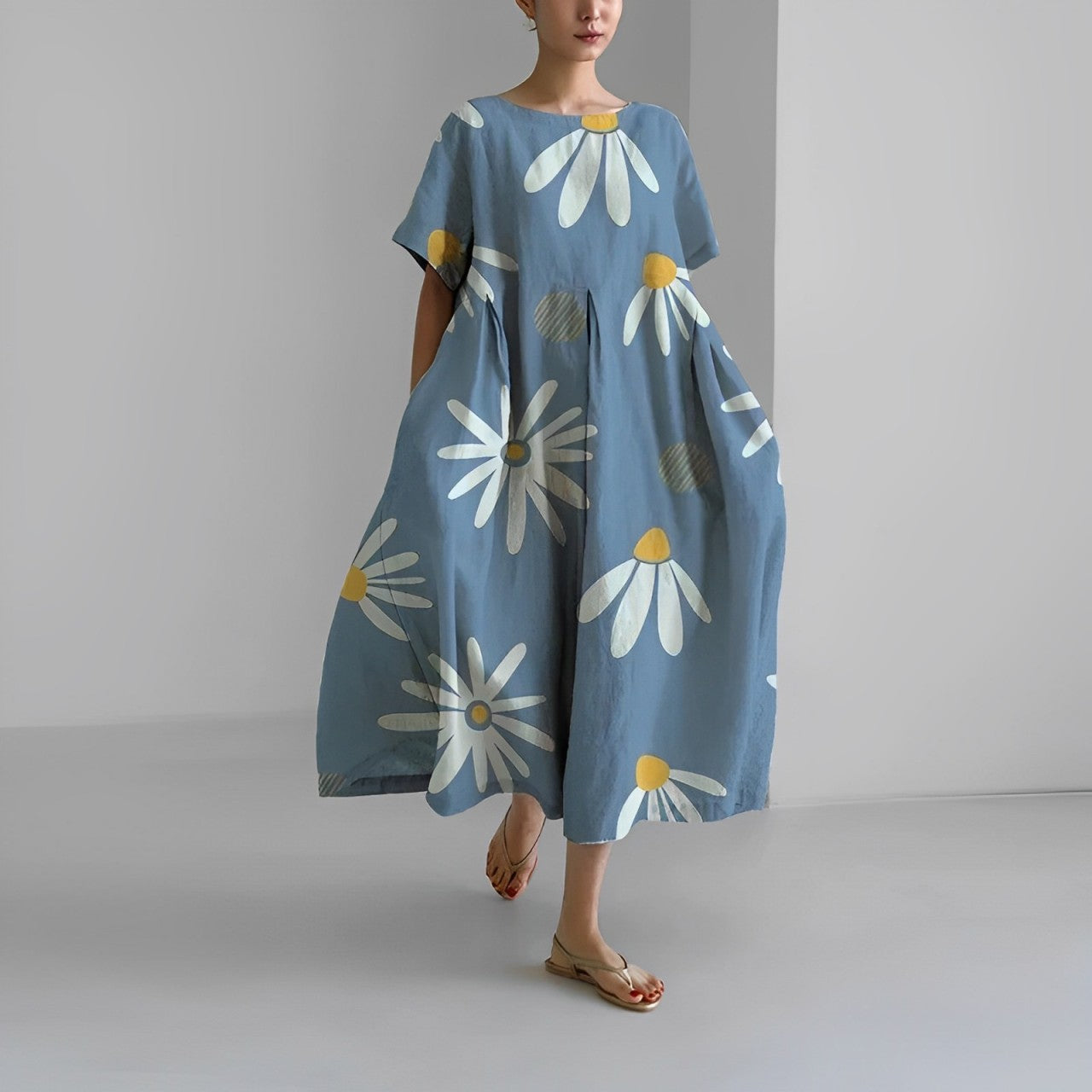 GR | Oversized dress, loose fit, short sleeves, summer dress, long dresses 