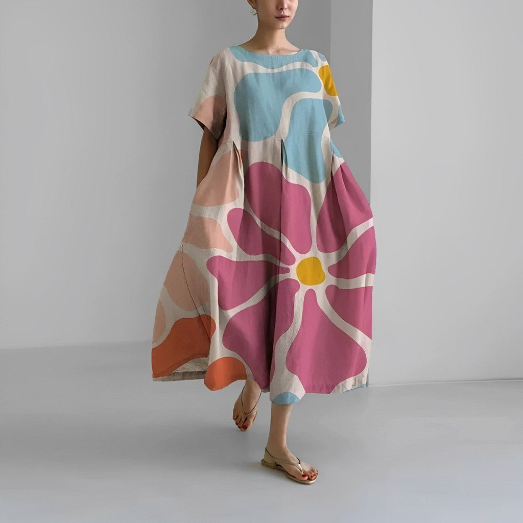 GR | Oversized dress, loose fit, short sleeves, summer dress, long dresses 