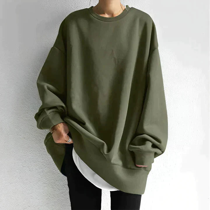 GR | Übergroßes Pullover Frauen Langarm Baggy Pullover mit lockerer Passform