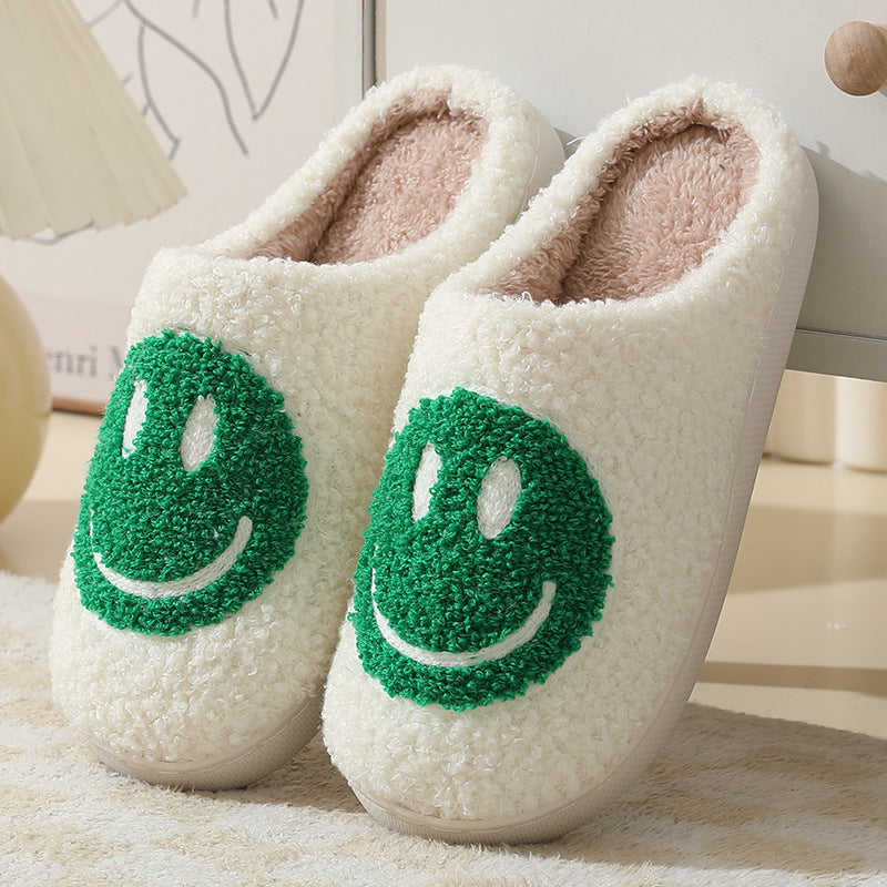 GR Large Smiley Pattern Fur Slippers