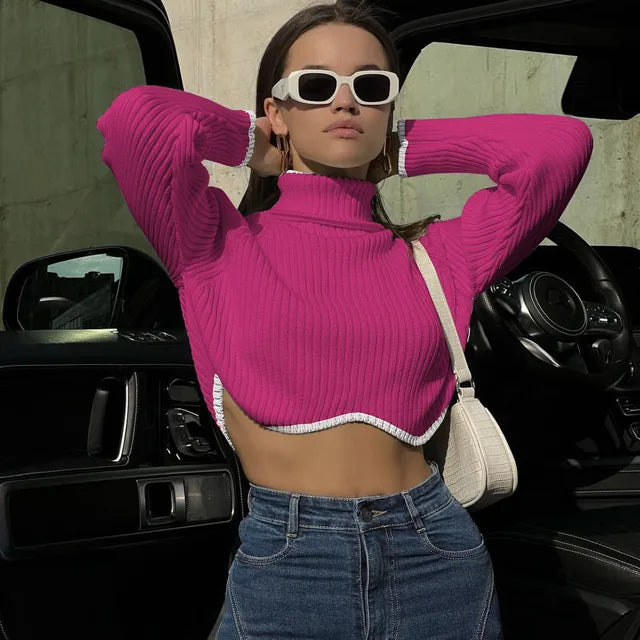 GR | Ribbed roll-neck crop top 