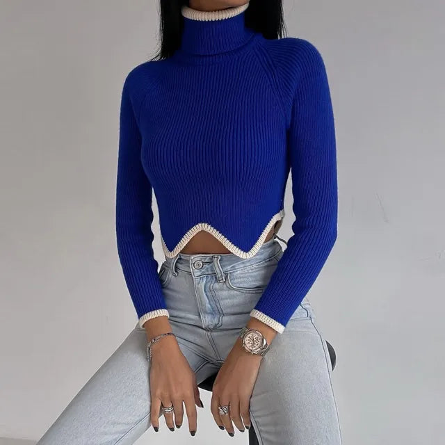 GR | Ribbed roll-neck crop top 