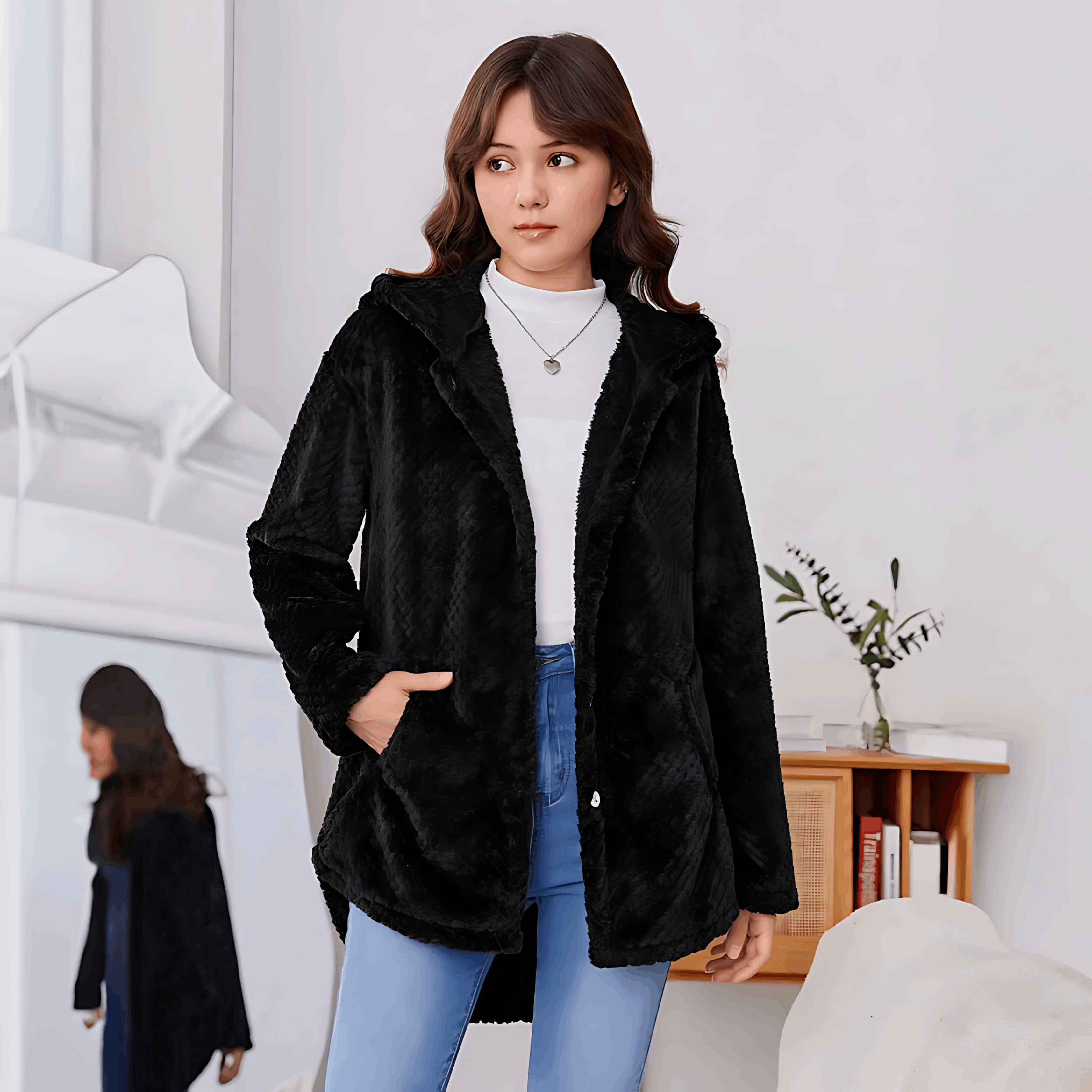 GR | Wärmende Strickjacke mit weichem Futter und Kapuze für Damen
