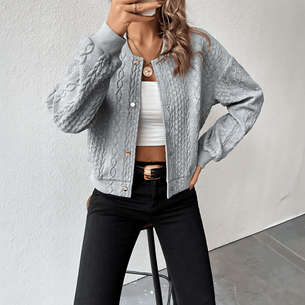 GR | Women's bomber-style cardigan with buttons