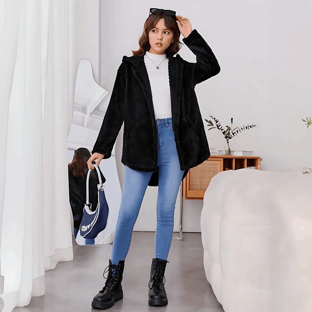 GR | Wärmende Strickjacke mit weichem Futter und Kapuze für Damen
