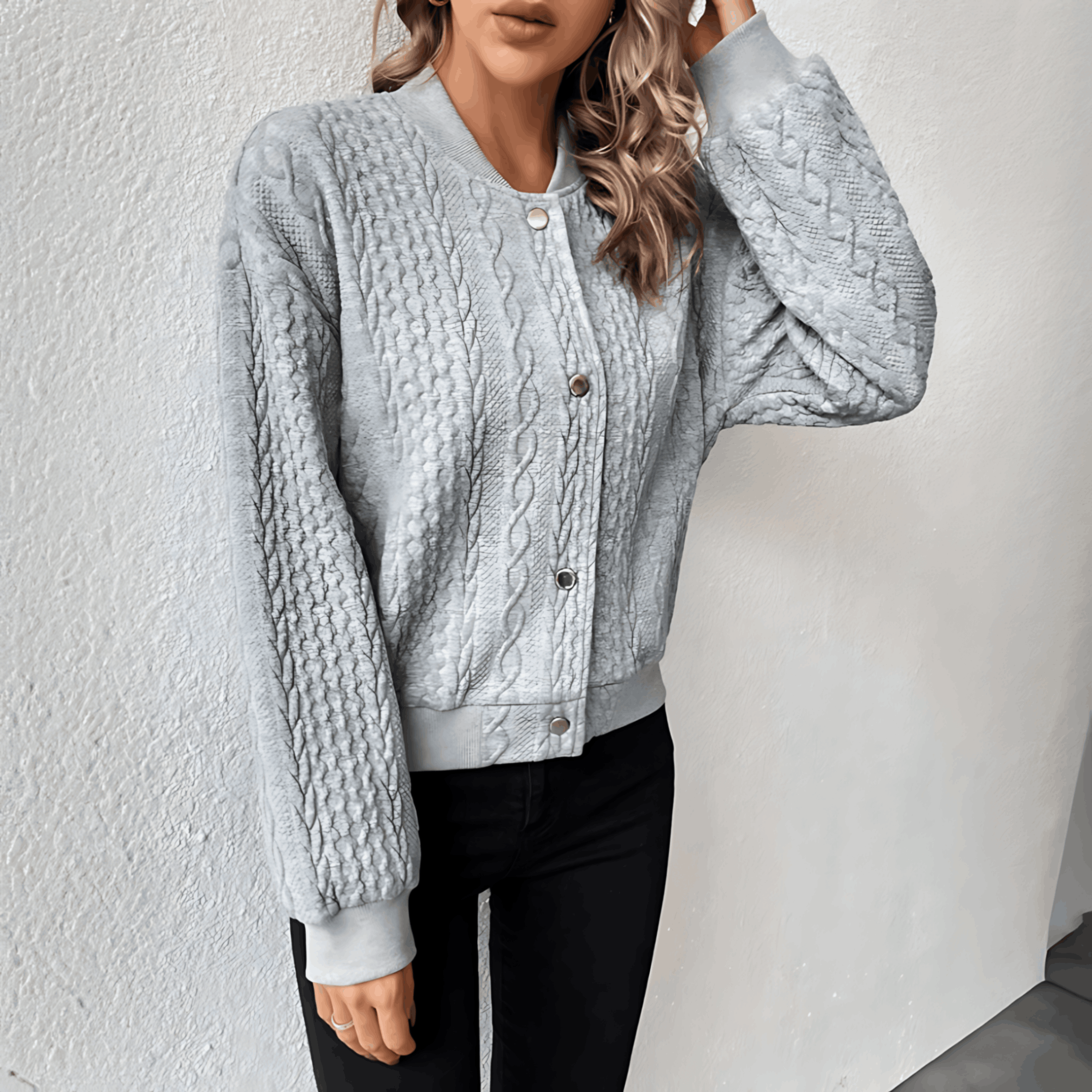 GR | Women's bomber-style cardigan with buttons