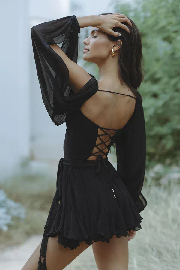 GR | Kleid GR | mit Fließenden Ärmeln und V-Ausschnitt