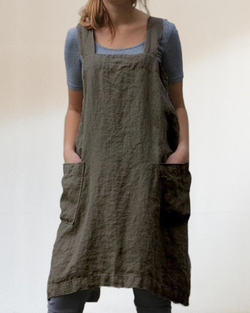 GR | Cotton-Linen Apron Dress with Pockets