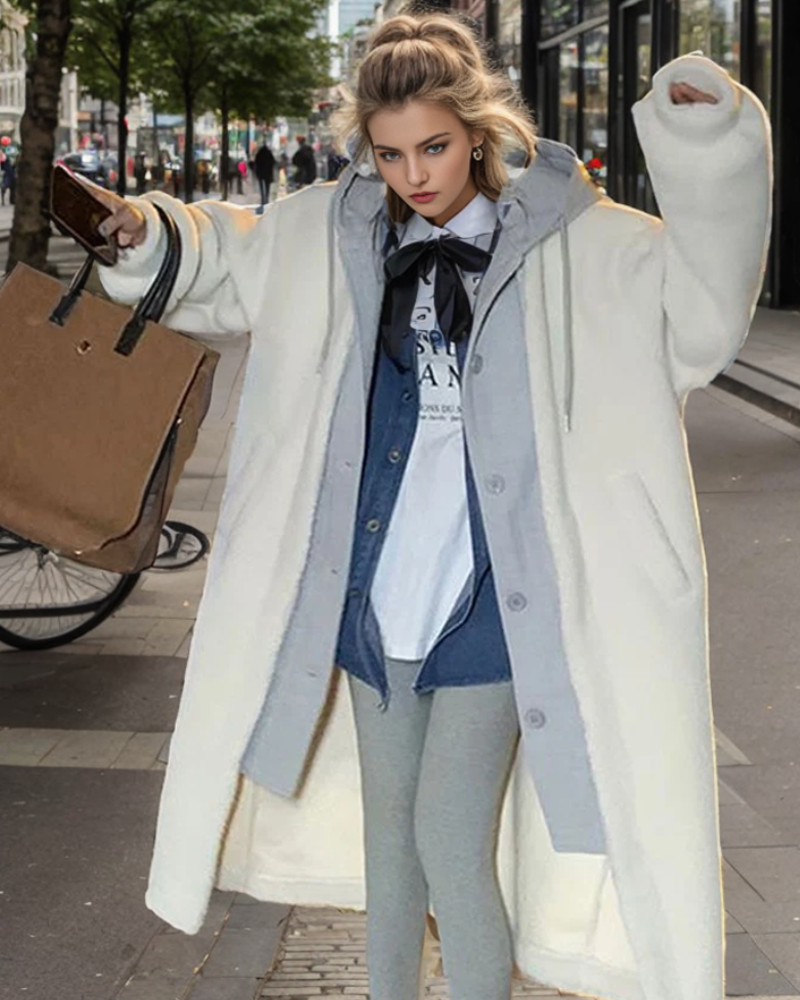 GR - Women's Color-Block Teddy Coat