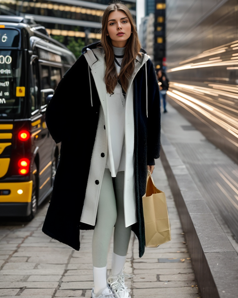 GR - Women's Color-Block Teddy Coat
