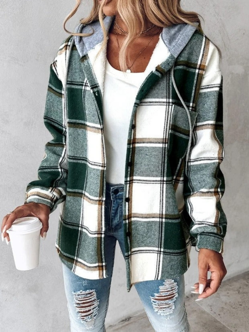 GR | Stil klassischer karierten Hoodie für Damen