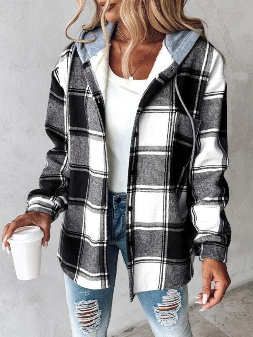 GR | Stil klassischer karierten Hoodie für Damen