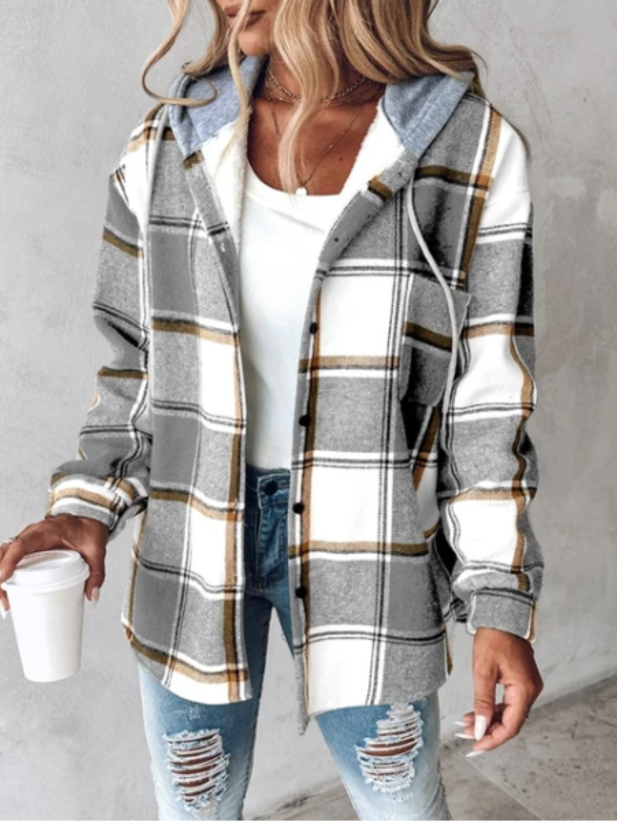 GR | Stil klassischer karierten Hoodie für Damen
