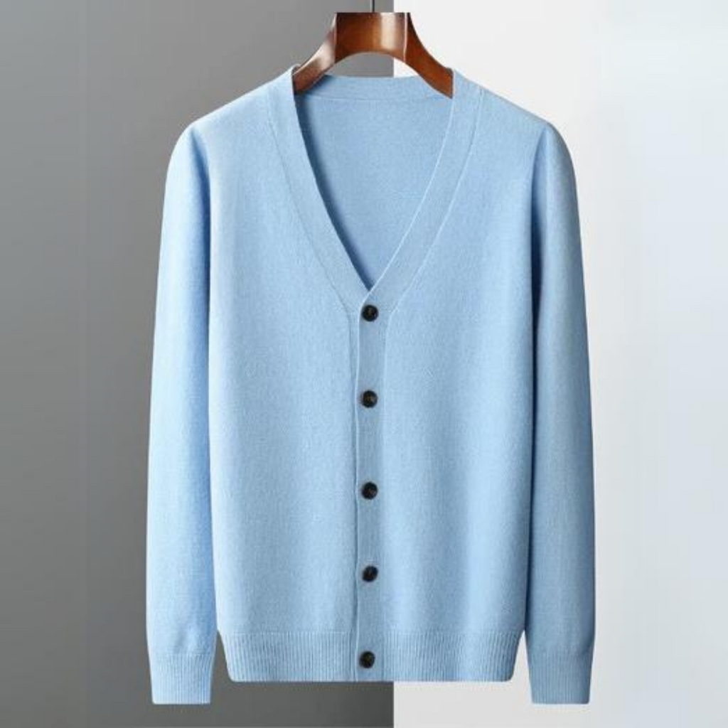 GR | Cashmere Strickjacke V-ausschnitt Knopfverschluss Weicher Leichter Strick