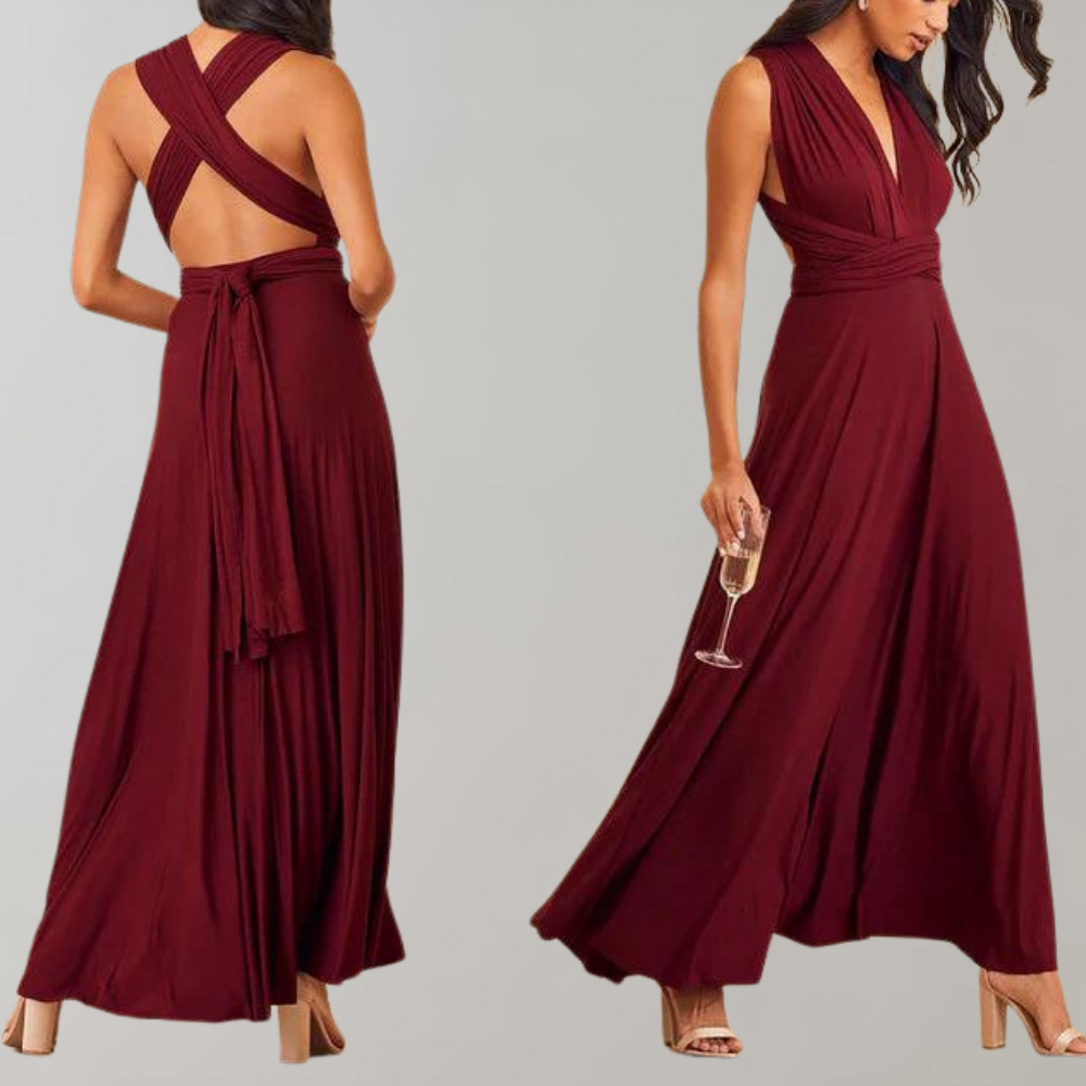 GR | Elegante Damen Infinity Kleid Schickes Wickel Sommerkleid