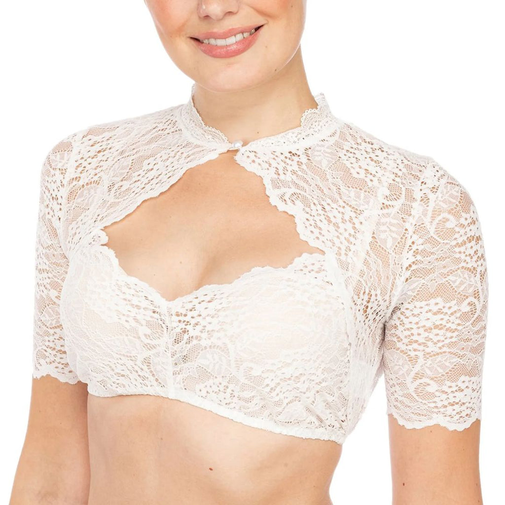 GR | Dirndl blouse with lace pattern and seductive neckline for Oktoberfest