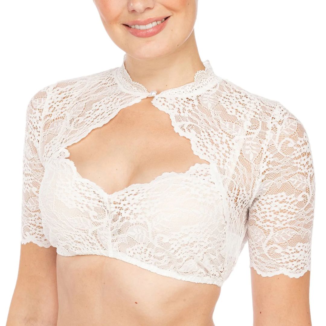 GR | Dirndl blouse with lace pattern and seductive neckline for Oktoberfest