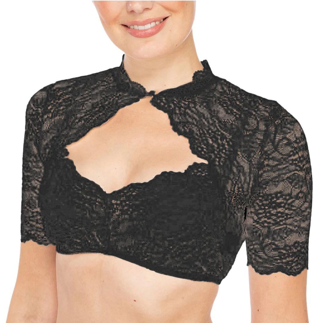 GR | Dirndl blouse with lace pattern and seductive neckline for Oktoberfest