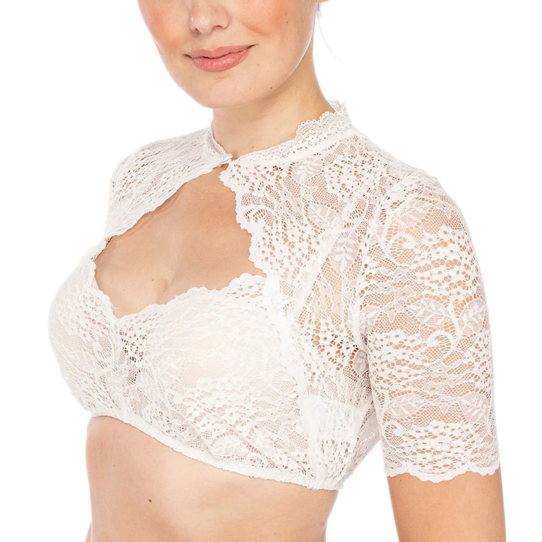 GR | Dirndl blouse with lace pattern and seductive neckline for Oktoberfest