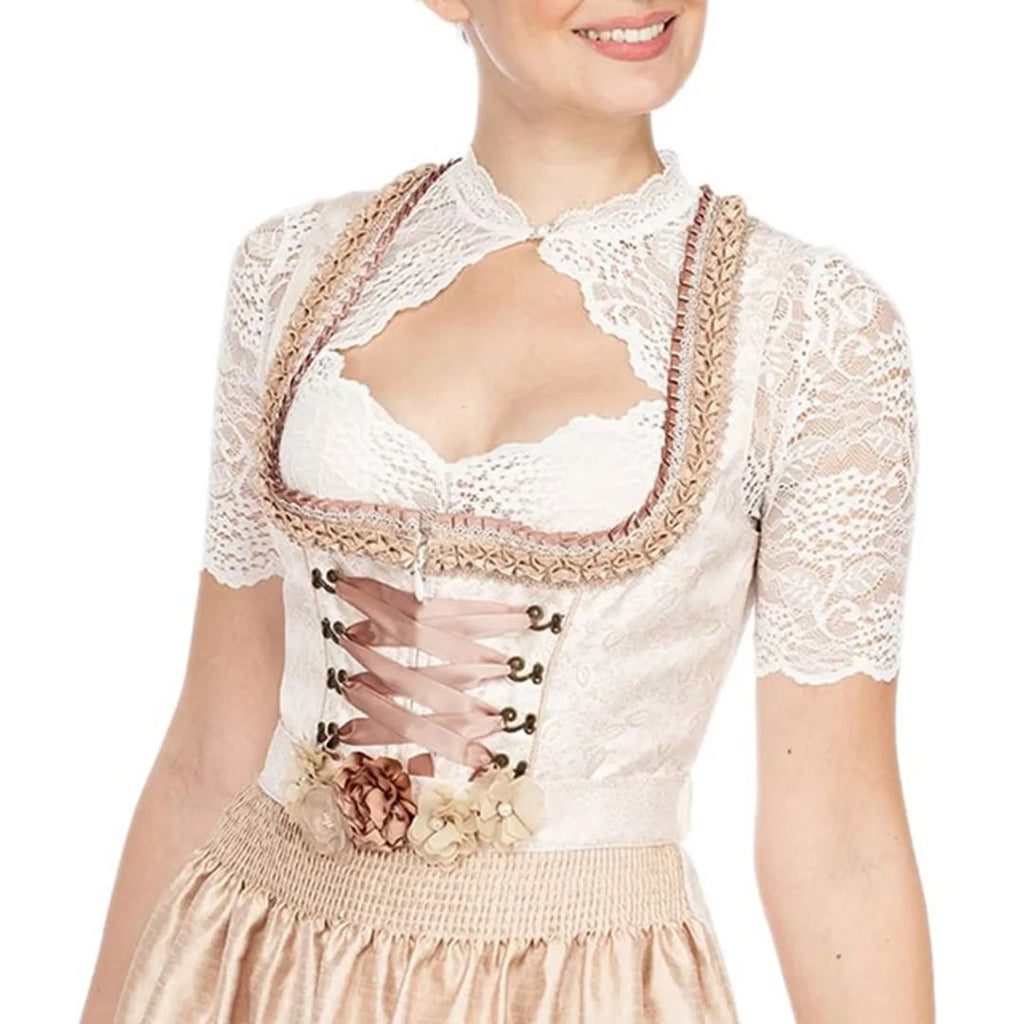 GR | Dirndl blouse with lace pattern and seductive neckline for Oktoberfest