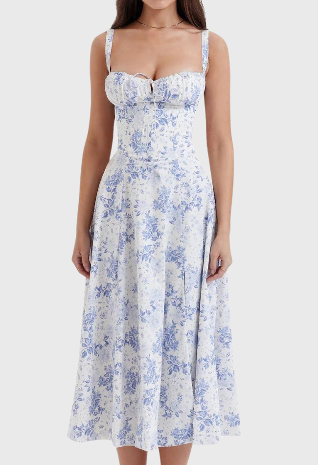 Carmea™ Floral Bustier Dress with Waist Shaping