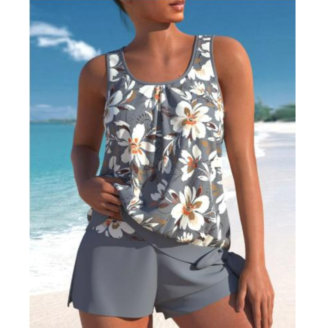 GR | 2-Piece Tankini Set Floral Pattern Women's Swimwear