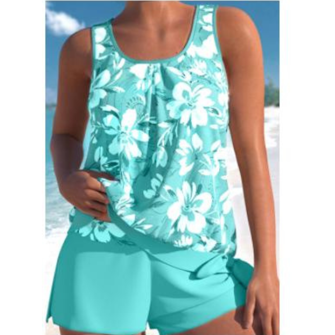GR | 2-Piece Tankini Set Floral Pattern Women's Swimwear