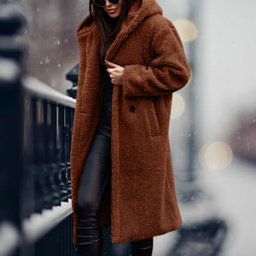 The coziest, most elegant faux fur hooded jacket