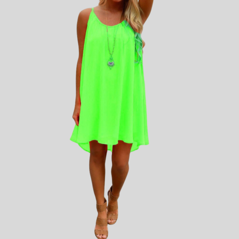 GR | Sleeveless summer dress with spaghetti straps. Light and airy. Casual cut.