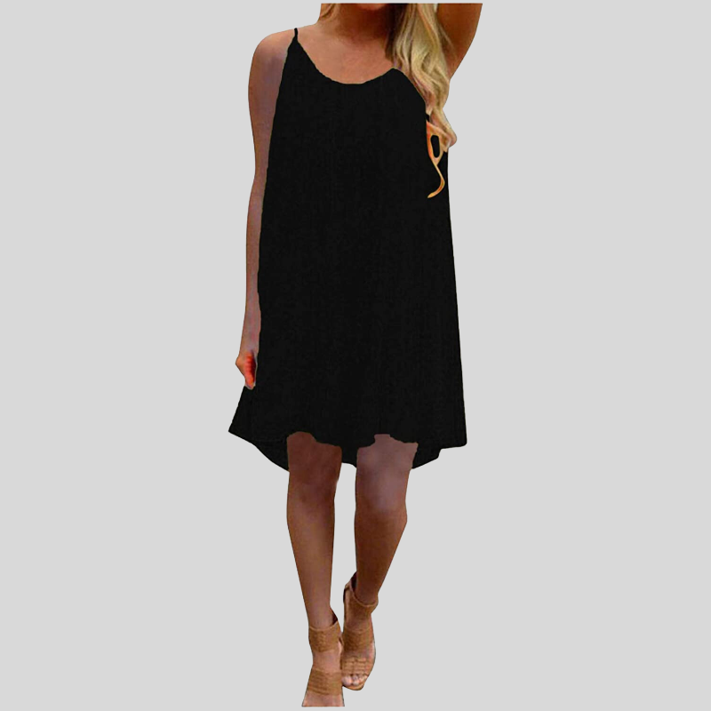 GR | Sleeveless summer dress with spaghetti straps. Light and airy. Casual cut.