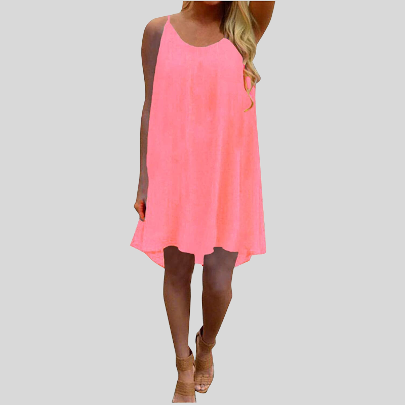 GR | Sleeveless summer dress with spaghetti straps. Light and airy. Casual cut.